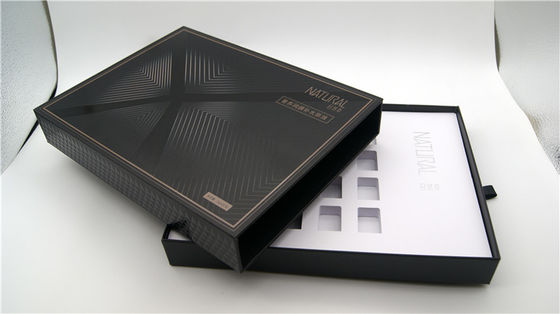 Personalized Black White Cosmetic Drawer Gift Boxes With EVA Tray