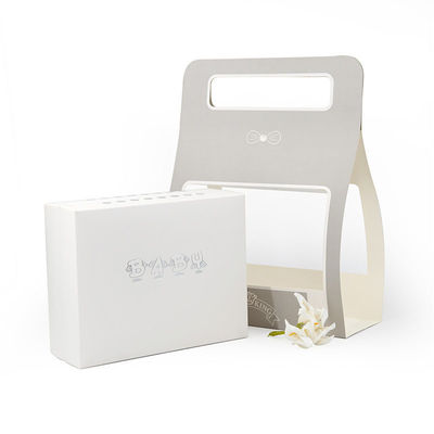 Lid And Base 150gsm Kraft Paper Gift Packing Boxes With Handle Sleeve