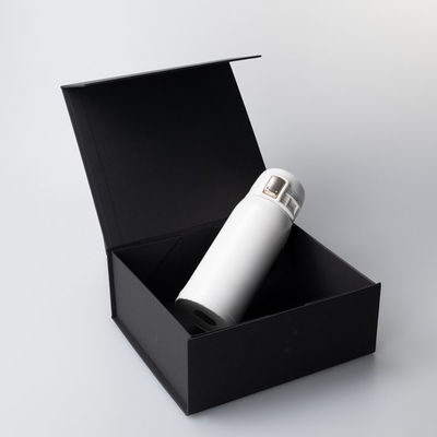 157gsm Art Paper Black Gift Box With Lid Foldable Rigid Magnetic Packaging