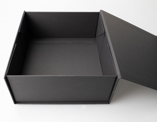 157gsm Art Paper Black Gift Box With Lid Foldable Rigid Magnetic Packaging
