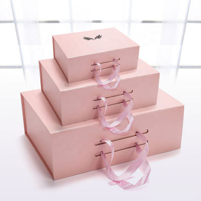 Book Shape Debossing Magnetic Garment Packaging Boxes With Ribbon