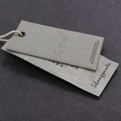 Debossed Logo 350g Kraft Paper Custom Hang Tags With String