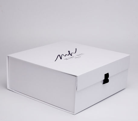 Folding Magnetic 185g fancy paper White Packaging Box For Apparel