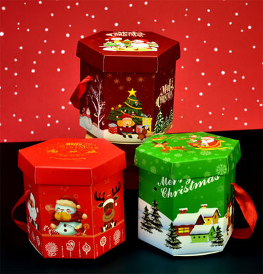 Eco Friendly Christmas gift CMYK Candy Packaging Box With Handle