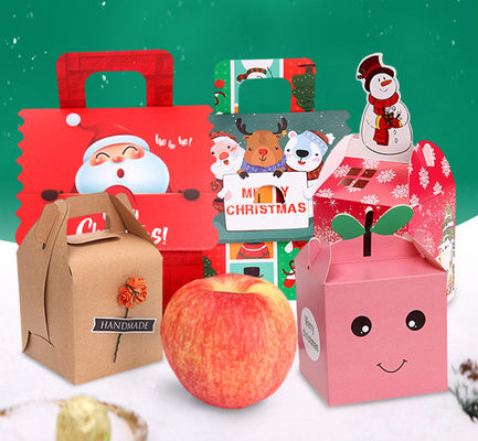 Eco Friendly Christmas gift CMYK Candy Packaging Box With Handle